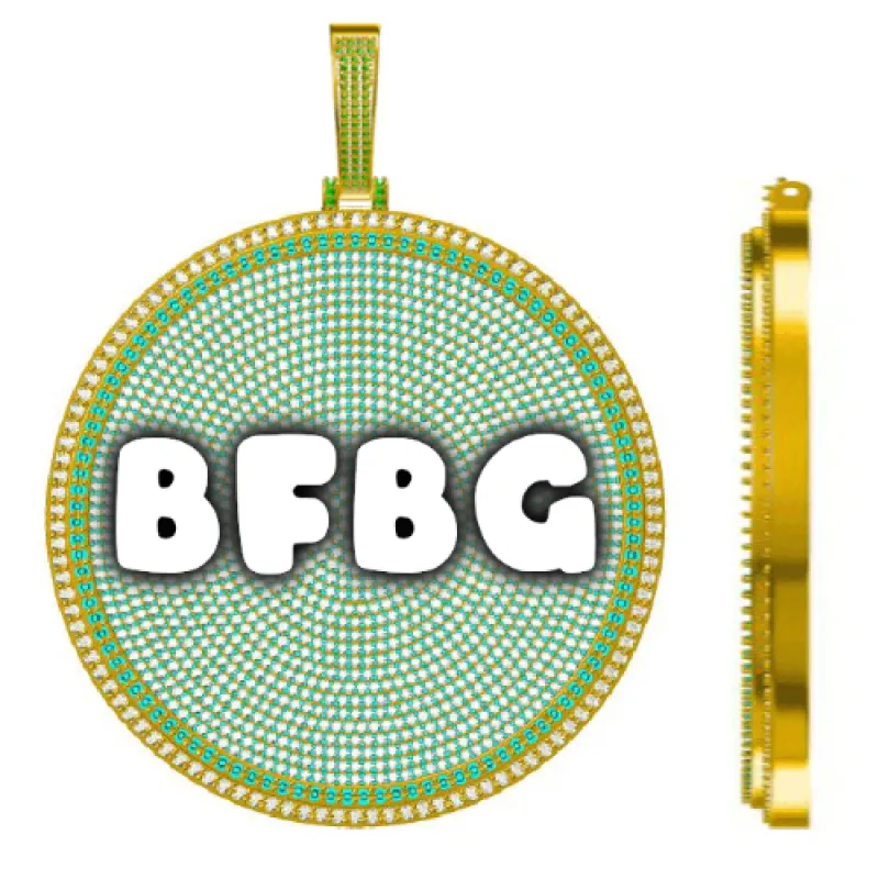 CUSTOM LETTER NECKLACE 3D BIG DISC sold by The GUU Shop