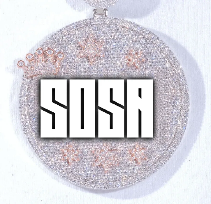 CUSTOM LETTER NECKLACE 3D BIG CROWN DISC sold by The GUU Shop