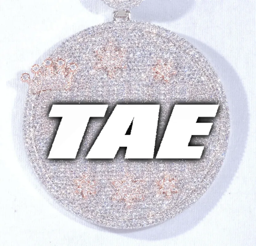 CUSTOM LETTER NECKLACE 3D BIG CROWN DISC sold by The GUU Shop