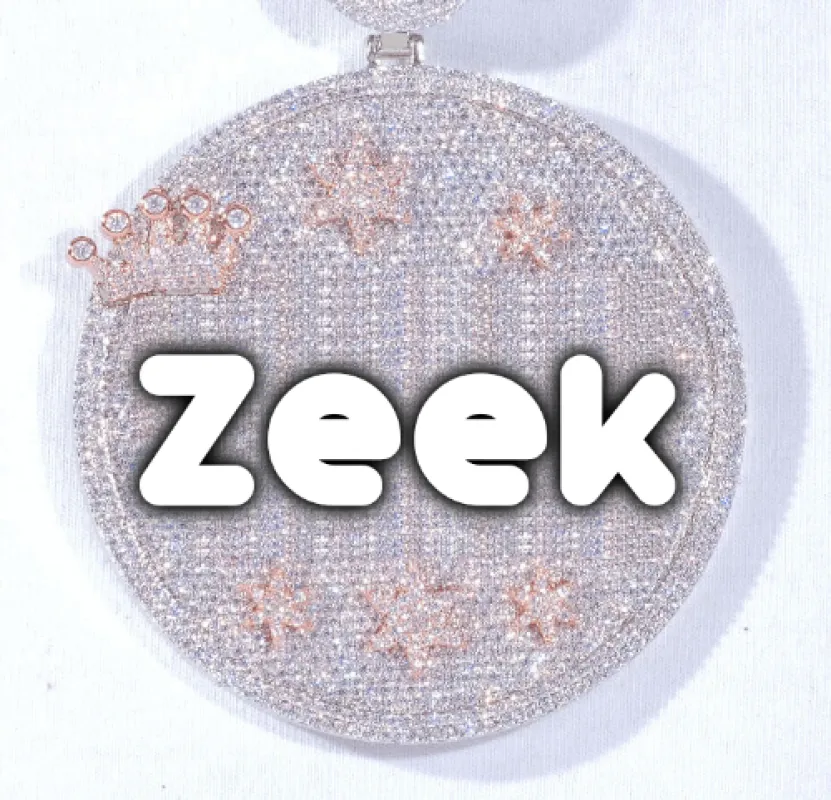 CUSTOM LETTER NECKLACE 3D BIG CROWN DISC sold by The GUU Shop