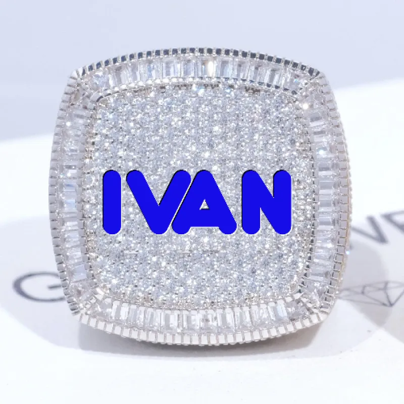 CUSTOM LETTER 3D ICED RING sold by The GUU Shop