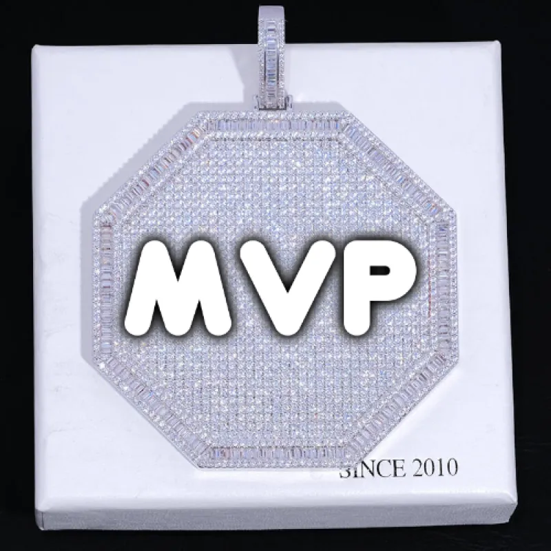 CUSTOM LETTER NECKLACE 3D BIG OCTAGON sold by The GUU Shop