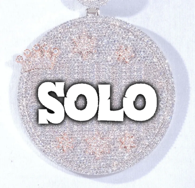 CUSTOM LETTER NECKLACE 3D BIG CROWN DISC sold by The GUU Shop