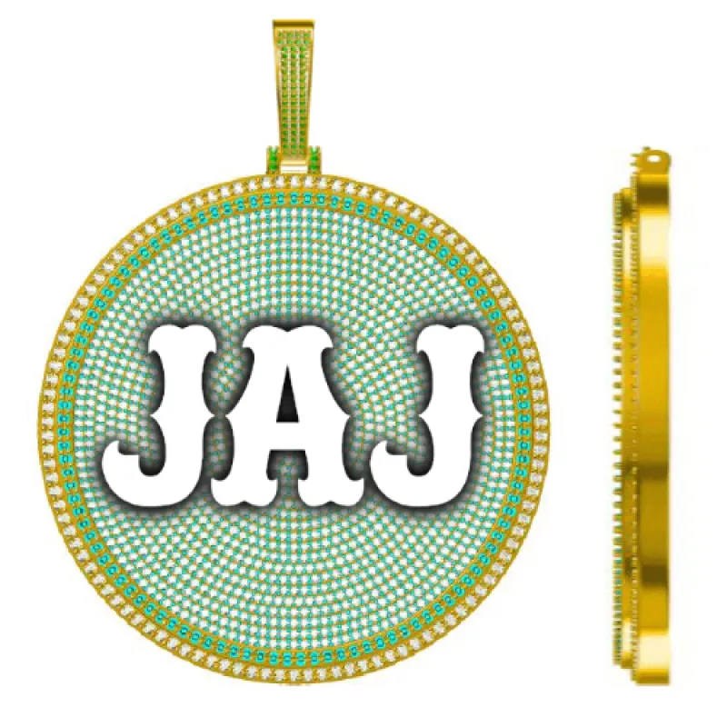 CUSTOM LETTER NECKLACE 3D BIG DISC sold by The GUU Shop