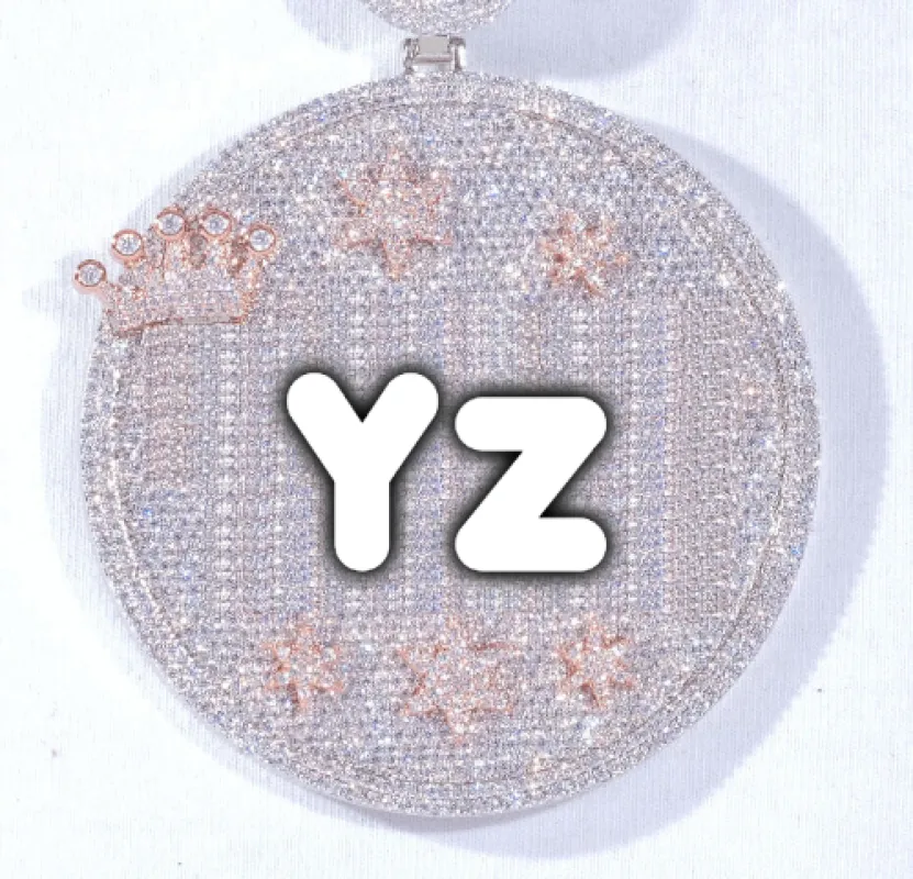 CUSTOM LETTER NECKLACE 3D BIG CROWN DISC sold by The GUU Shop