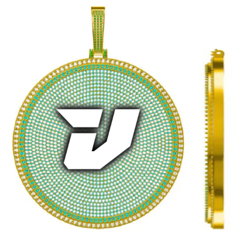 CUSTOM LETTER NECKLACE 3D BIG DISC sold by The GUU Shop