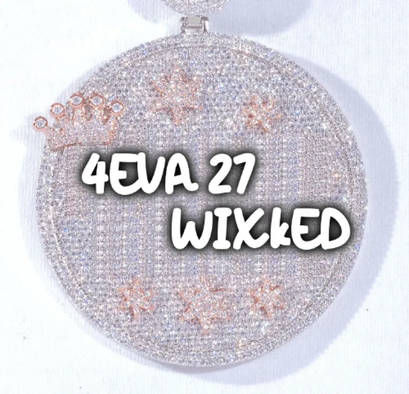 CUSTOM LETTER NECKLACE 3D BIG CROWN DISC sold by The GUU Shop