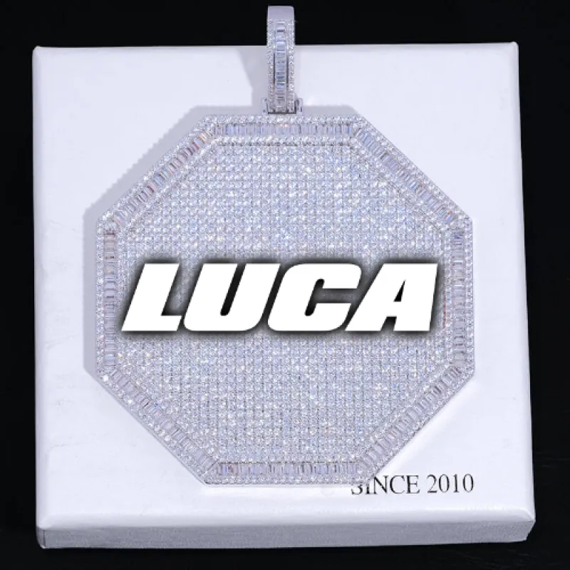 CUSTOM LETTER NECKLACE 3D BIG OCTAGON sold by The GUU Shop