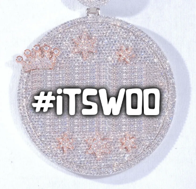 CUSTOM LETTER NECKLACE 3D BIG CROWN DISC sold by The GUU Shop