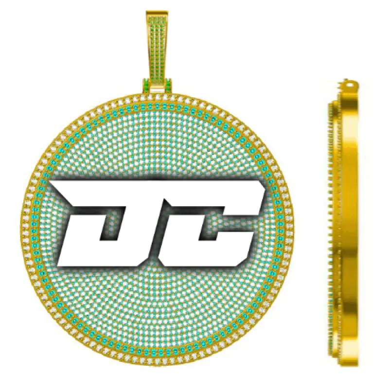 CUSTOM LETTER NECKLACE 3D BIG DISC sold by The GUU Shop