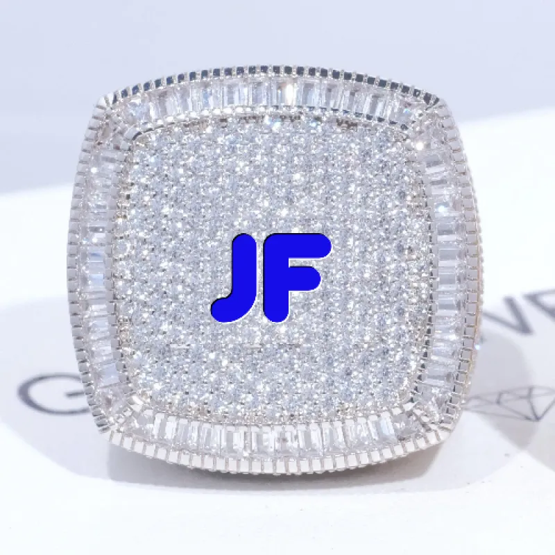 CUSTOM LETTER 3D ICED RING sold by The GUU Shop