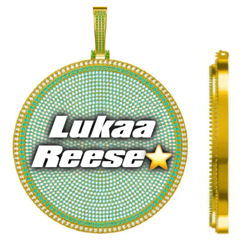 CUSTOM LETTER NECKLACE 3D BIG DISC sold by The GUU Shop