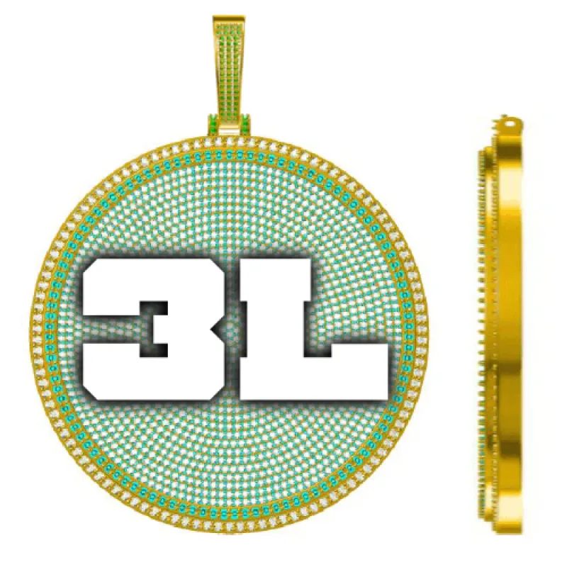 CUSTOM LETTER NECKLACE 3D BIG DISC sold by The GUU Shop