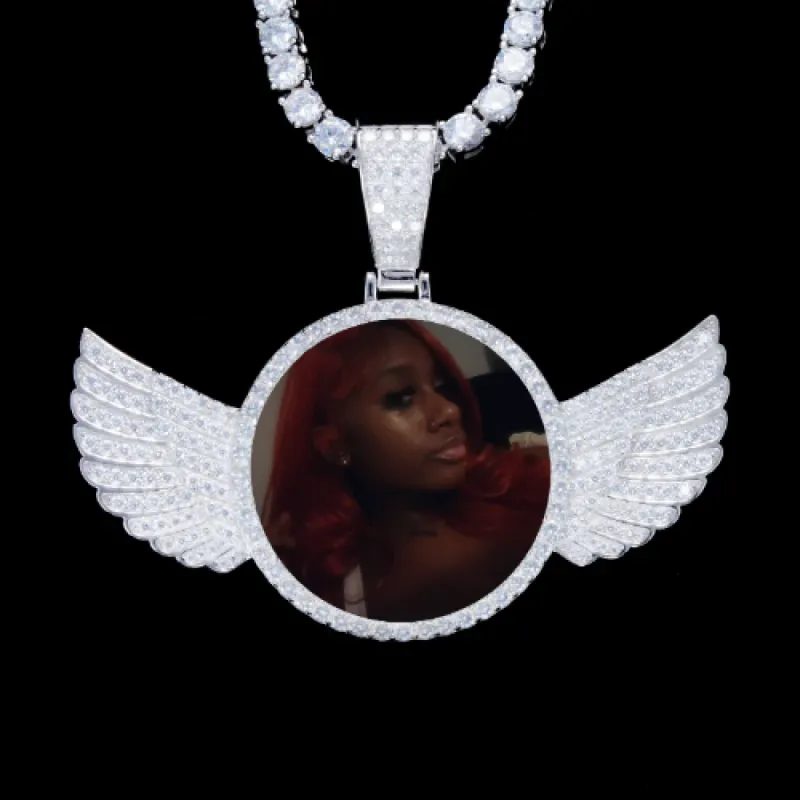 925S & VVS Moissanite 3D Wing Custom Picture Pendant sold by The GUU Shop