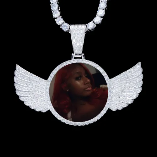 925S & VVS Moissanite 3D Wing Custom Picture Pendant sold by The GUU Shop