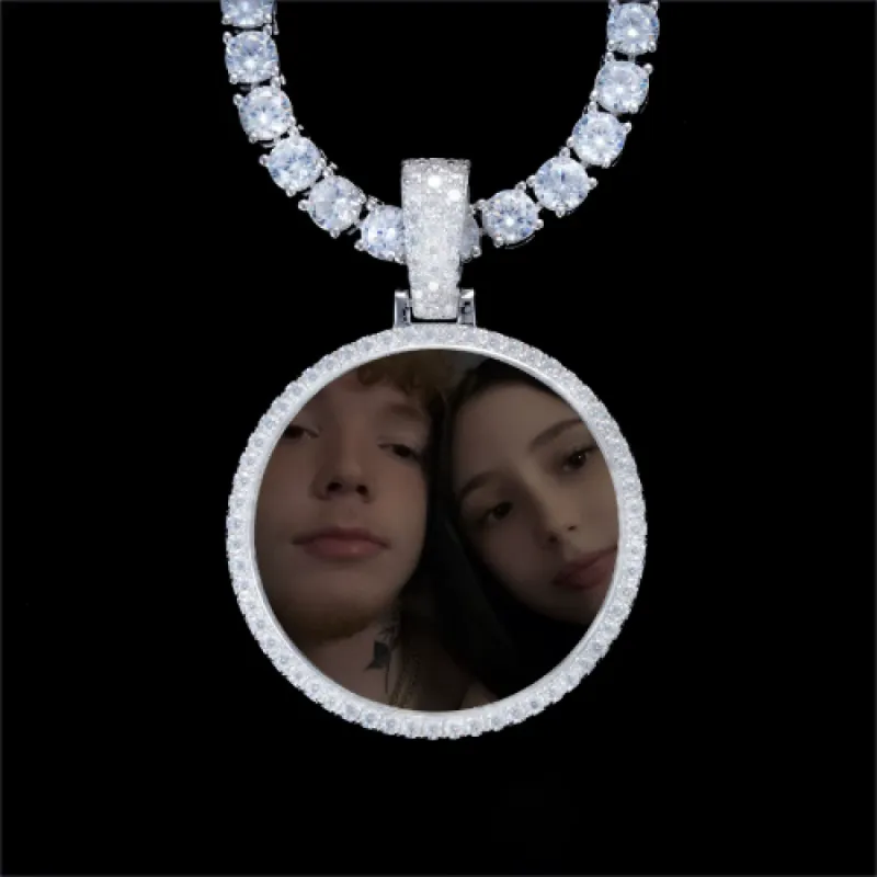 925S & VVS Moissanite 3D Circle Custom Picture Pendant sold by The GUU Shop