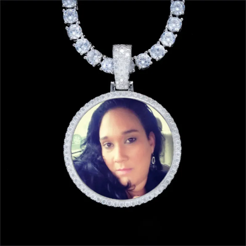 925S & VVS Moissanite 3D Circle Custom Picture Pendant sold by The GUU Shop