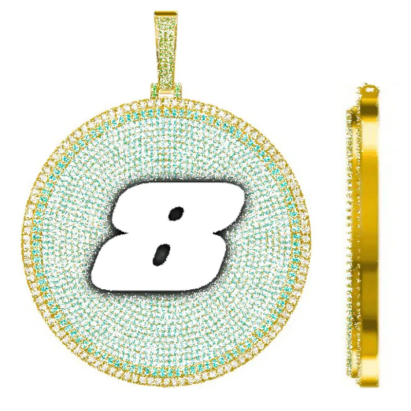 CUSTOM LETTER NECKLACE 3D BIG DISC sold by The GUU Shop