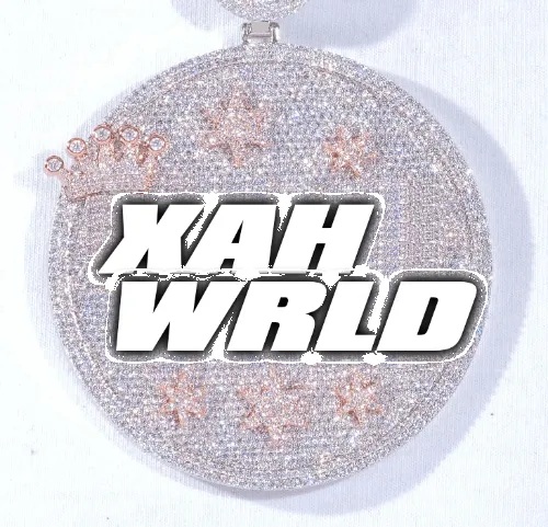 CUSTOM LETTER NECKLACE 3D BIG CROWN DISC sold by The GUU Shop