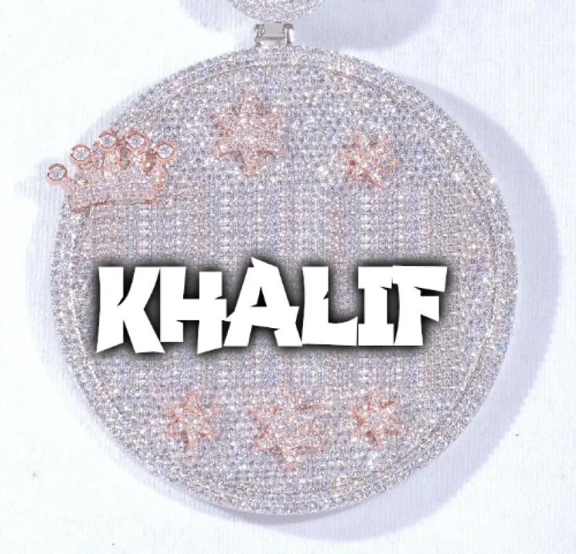 CUSTOM LETTER NECKLACE 3D BIG CROWN DISC sold by The GUU Shop