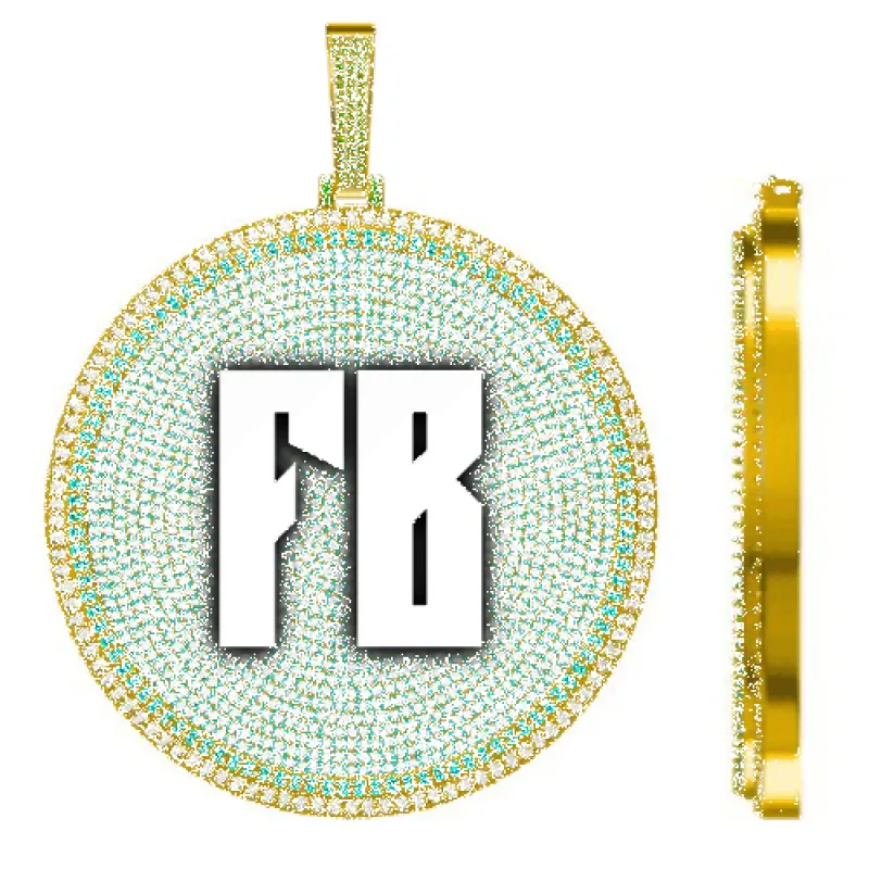 CUSTOM LETTER NECKLACE 3D BIG DISC sold by The GUU Shop