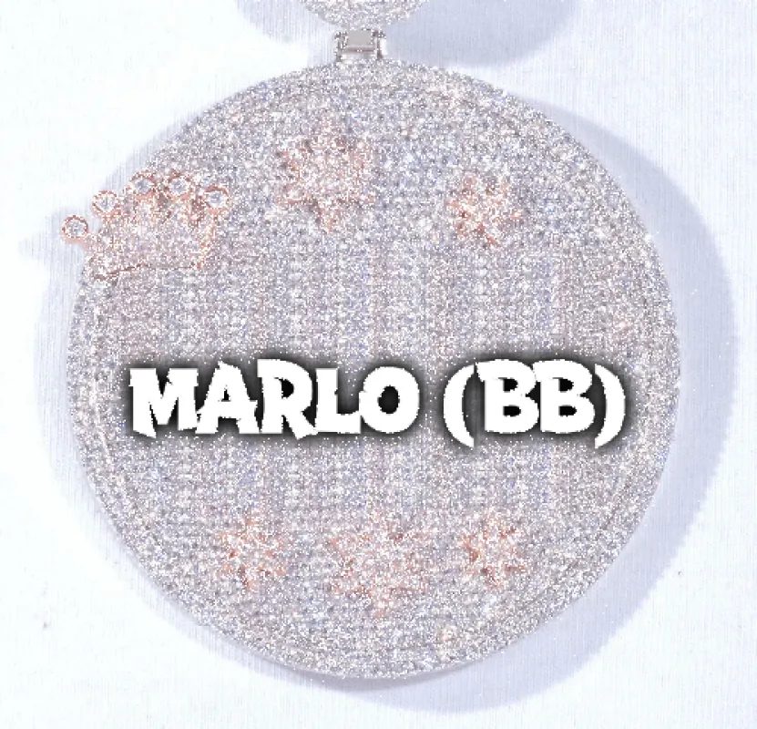 CUSTOM LETTER NECKLACE 3D BIG CROWN DISC sold by The GUU Shop