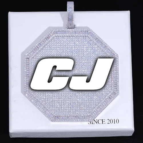 CUSTOM LETTER NECKLACE 3D BIG OCTAGON sold by The GUU Shop