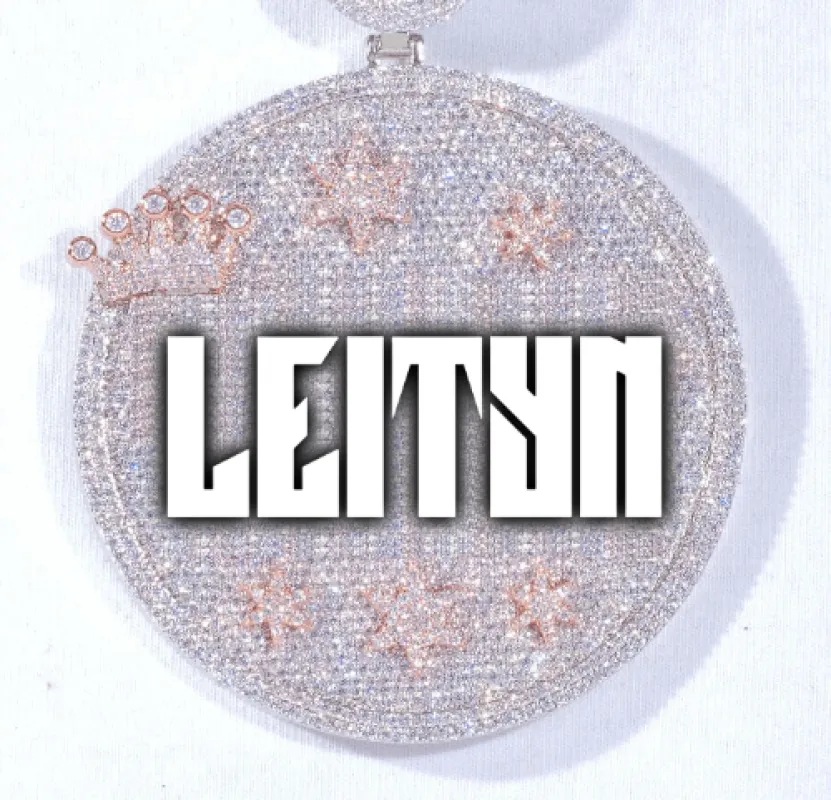 CUSTOM LETTER NECKLACE 3D BIG CROWN DISC sold by The GUU Shop