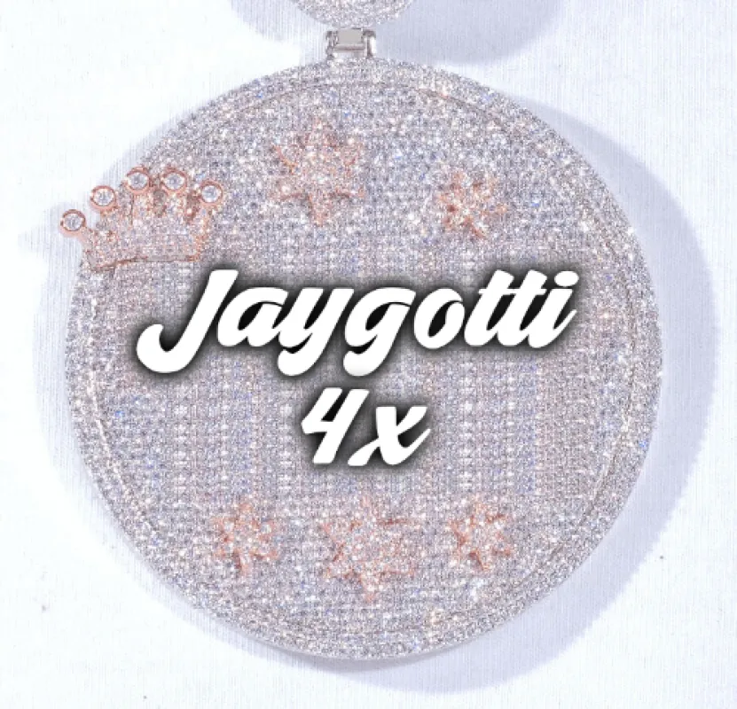 CUSTOM LETTER NECKLACE 3D BIG CROWN DISC sold by The GUU Shop
