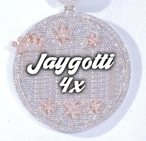 CUSTOM LETTER NECKLACE 3D BIG CROWN DISC sold by The GUU Shop