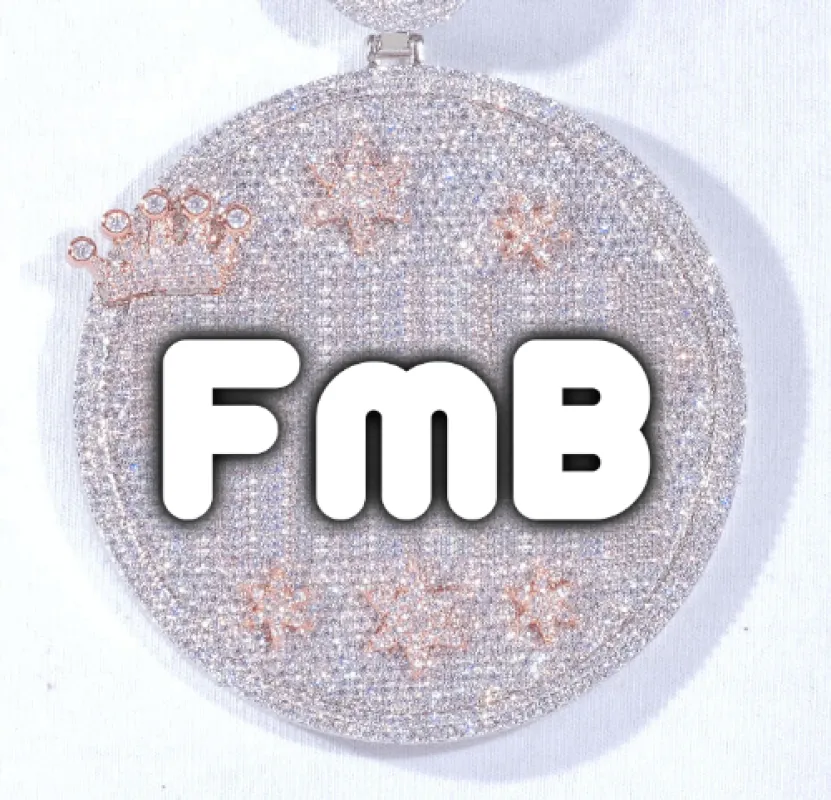 CUSTOM LETTER NECKLACE 3D BIG CROWN DISC sold by The GUU Shop