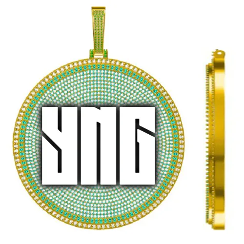 CUSTOM LETTER NECKLACE 3D BIG DISC sold by The GUU Shop