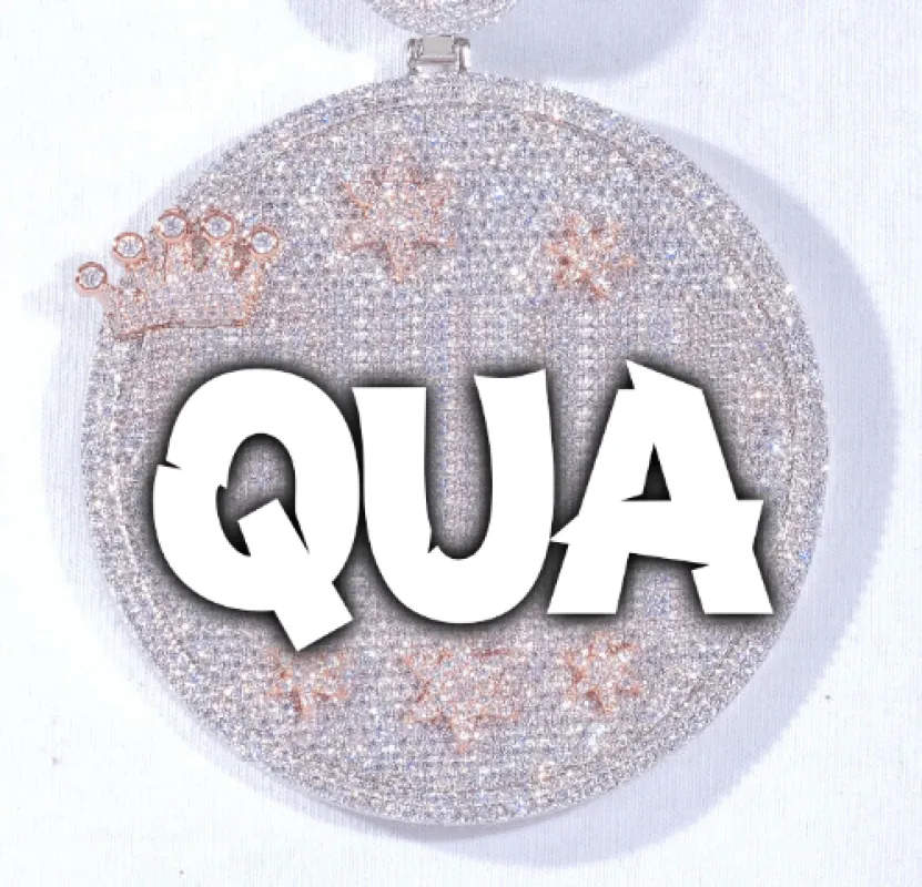 CUSTOM LETTER NECKLACE 3D BIG CROWN DISC sold by The GUU Shop