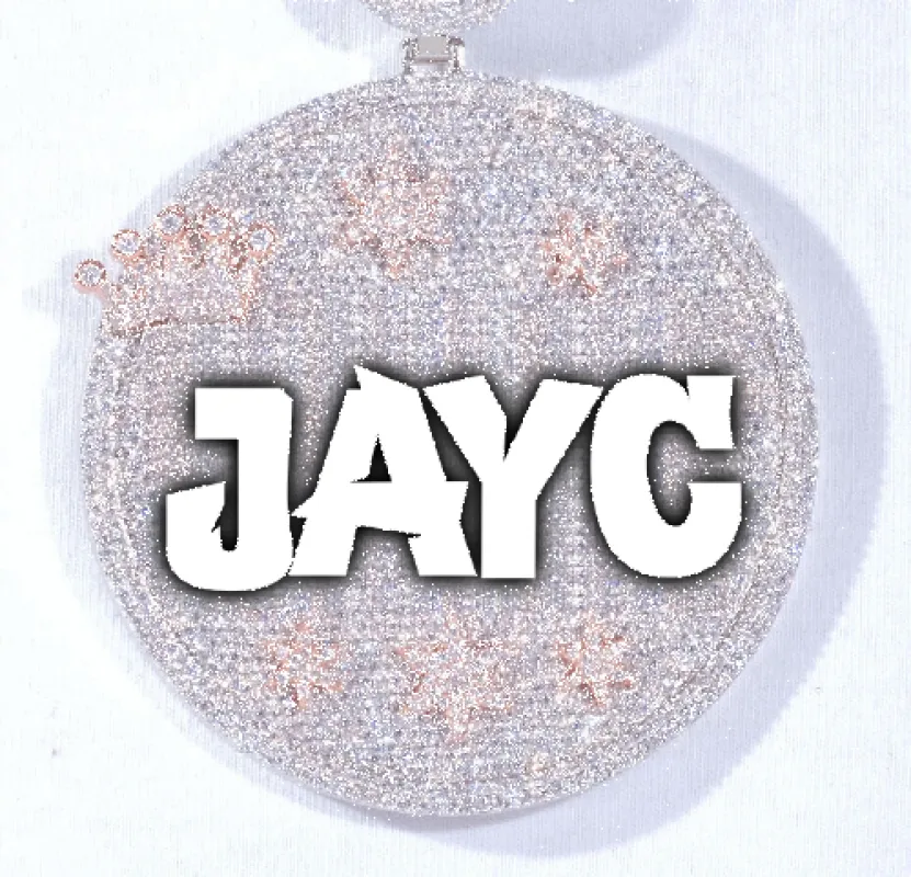 CUSTOM LETTER NECKLACE 3D BIG CROWN DISC sold by The GUU Shop