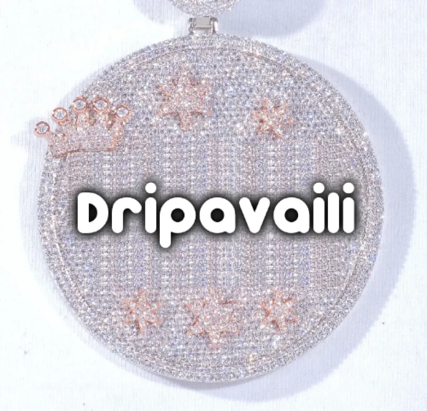 CUSTOM LETTER NECKLACE 3D BIG CROWN DISC sold by The GUU Shop