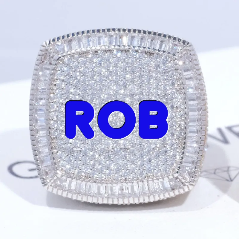 CUSTOM LETTER 3D ICED RING sold by The GUU Shop