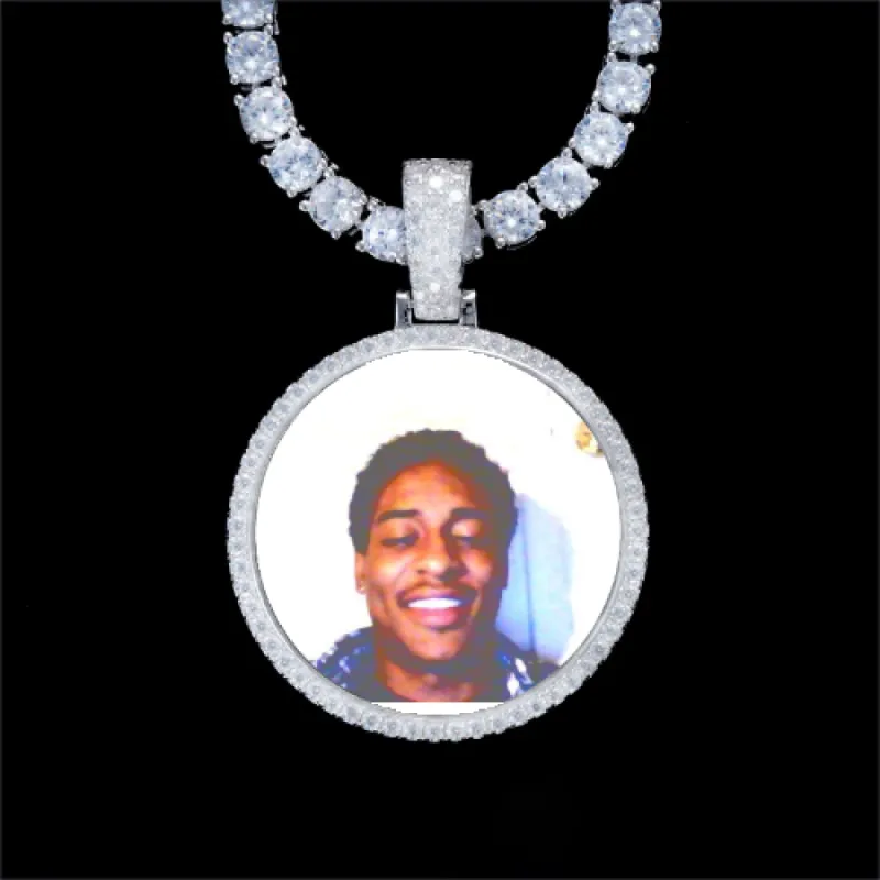 925S & VVS Moissanite 3D Circle Custom Picture Pendant sold by The GUU Shop