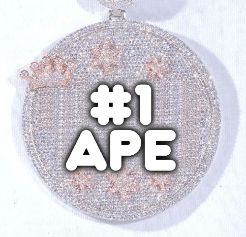 CUSTOM LETTER NECKLACE 3D BIG CROWN DISC sold by The GUU Shop