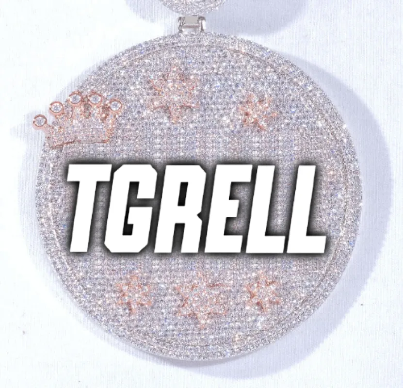 CUSTOM LETTER NECKLACE 3D BIG CROWN DISC sold by The GUU Shop