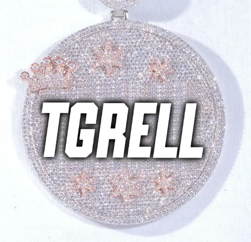 CUSTOM LETTER NECKLACE 3D BIG CROWN DISC sold by The GUU Shop