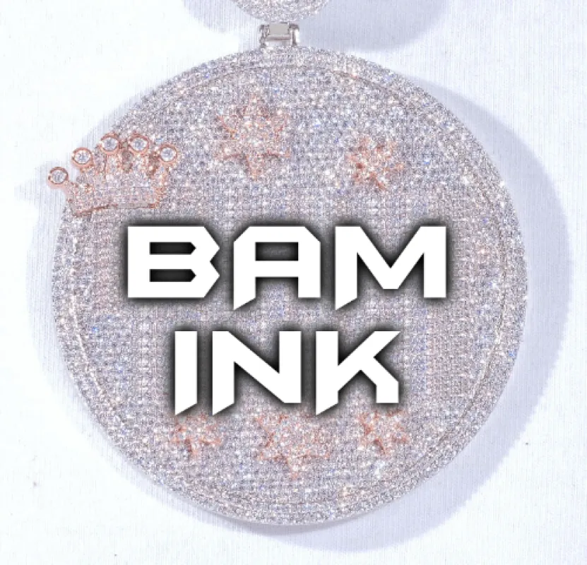 CUSTOM LETTER NECKLACE 3D BIG CROWN DISC sold by The GUU Shop