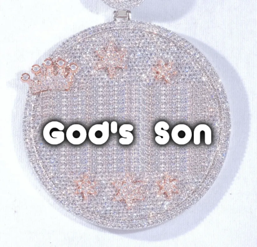 CUSTOM LETTER NECKLACE 3D BIG CROWN DISC sold by The GUU Shop