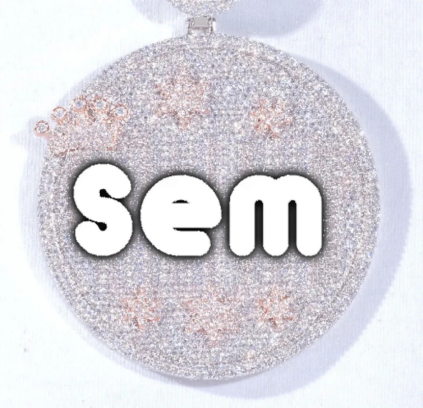 CUSTOM LETTER NECKLACE 3D BIG CROWN DISC sold by The GUU Shop