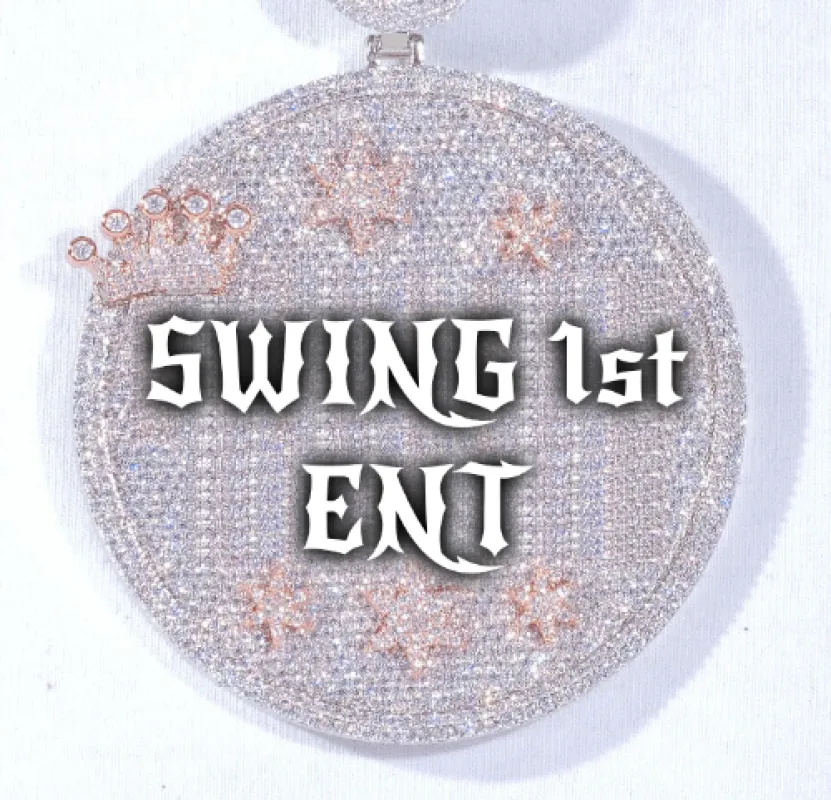 CUSTOM LETTER NECKLACE 3D BIG CROWN DISC sold by The GUU Shop