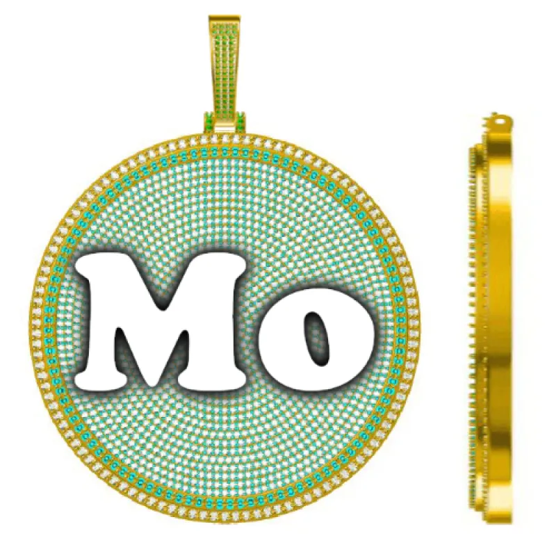 CUSTOM LETTER NECKLACE 3D BIG DISC sold by The GUU Shop