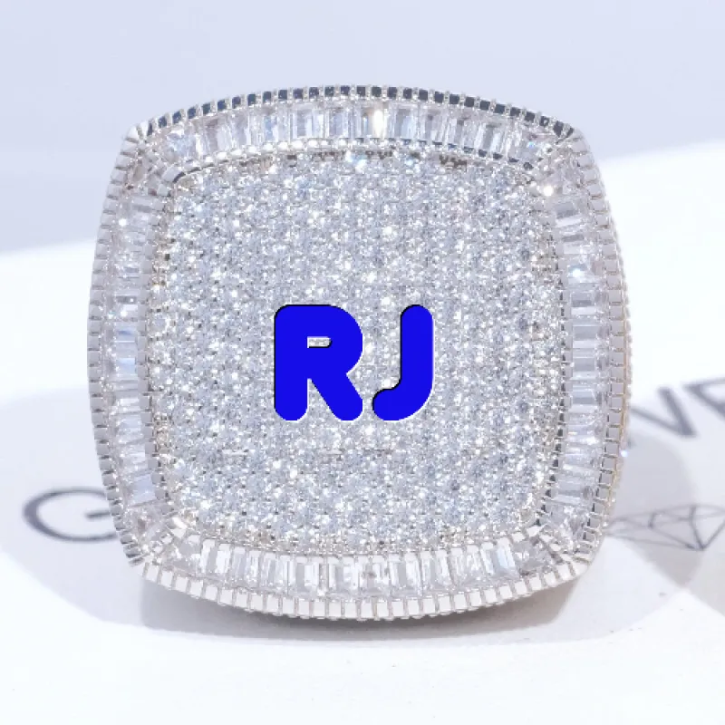 CUSTOM LETTER 3D ICED RING sold by The GUU Shop