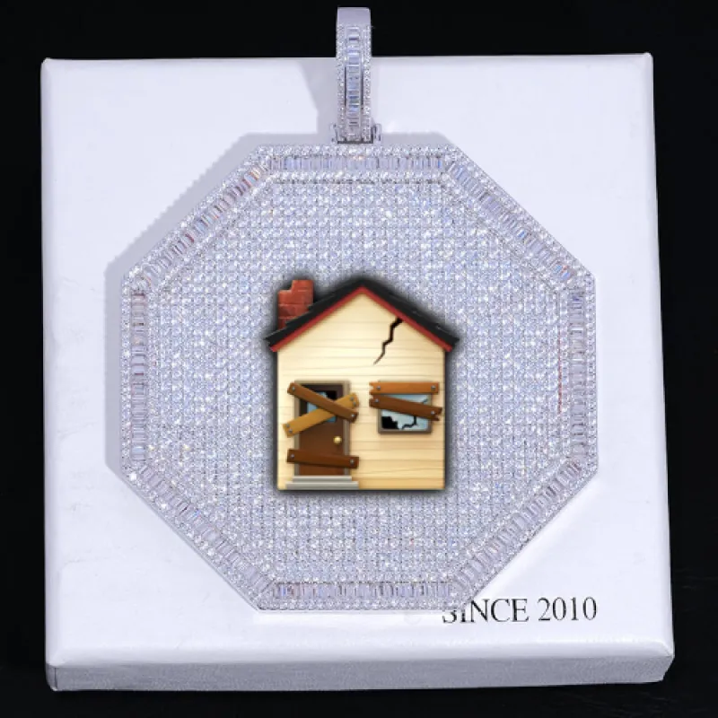 CUSTOM LETTER NECKLACE 3D BIG OCTAGON sold by The GUU Shop