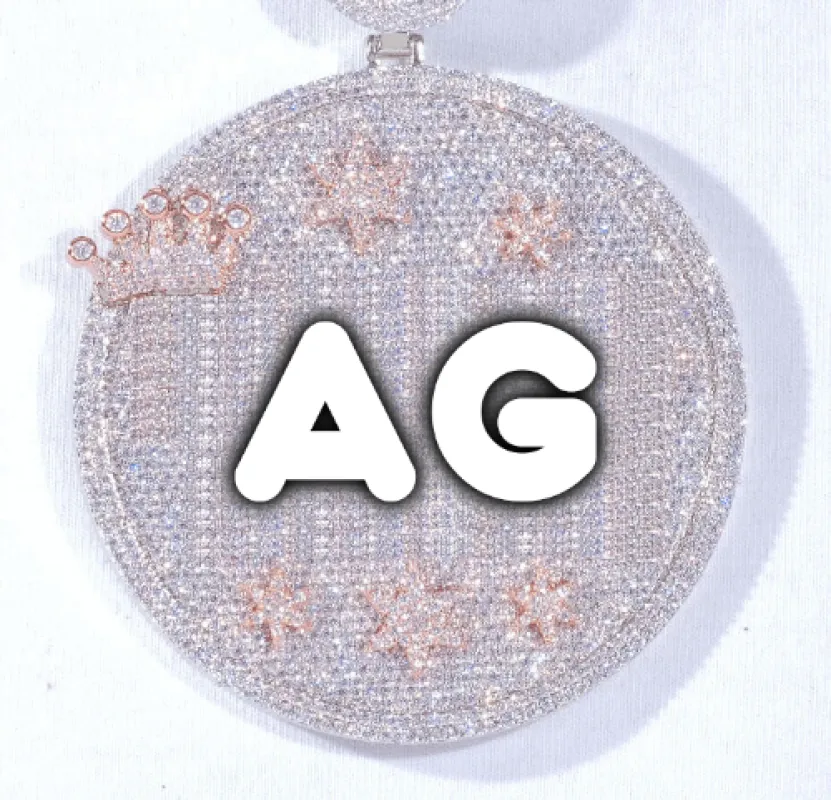 CUSTOM LETTER NECKLACE 3D BIG CROWN DISC sold by The GUU Shop