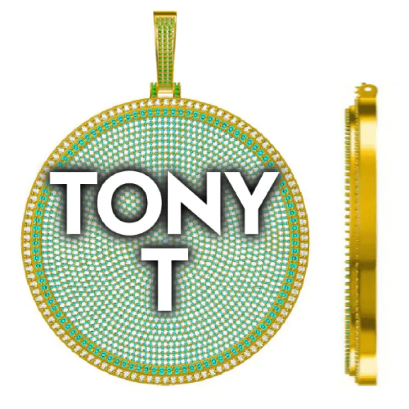 CUSTOM LETTER NECKLACE 3D BIG DISC sold by The GUU Shop