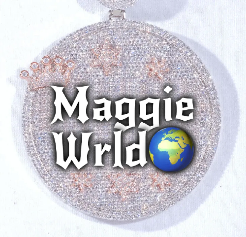 CUSTOM LETTER NECKLACE 3D BIG CROWN DISC sold by The GUU Shop